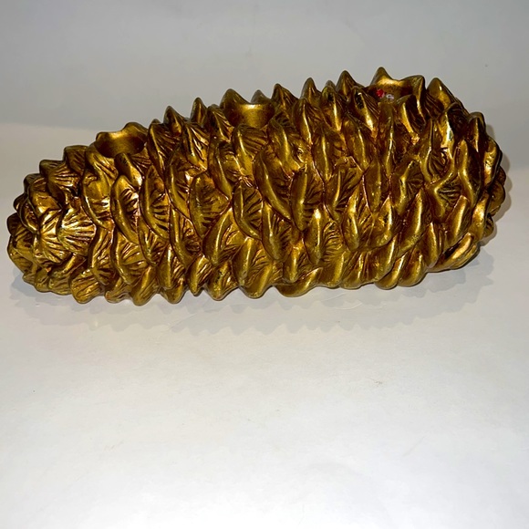 Pinecone 3 Candle Holder Gold Holiday - Picture 2 of 7